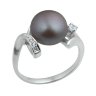 211009 Кольцо - Серебряное кольцо с серым жемчугом и фианитами