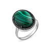 211614 Кольцо - Серебряное кольцо с натуральным малахитом и фианитами