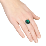 211614 Кольцо - Серебряное кольцо с натуральным малахитом и фианитами