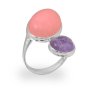211462 Кольцо - Серебряное кольцо с аметистом и розовым кварцем