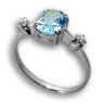 210147 Кольцо - Серебряное кольцо с фианитами и голубым фианитом