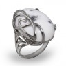 211445 Кольцо - Серебряное кольцо с белым моховым агатом