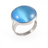 211452 Кольцо - Серебряное кольцо с голубым кошачьим глазом