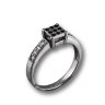 210708 Кольцо - Серебряное кольцо с белыми и черными фианитами