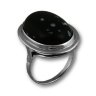 211369 Кольцо - Серебряное кольцо с обсидианом с рисунком