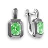 221153 Серьги - Серебряные серьги с зелеными фианитами